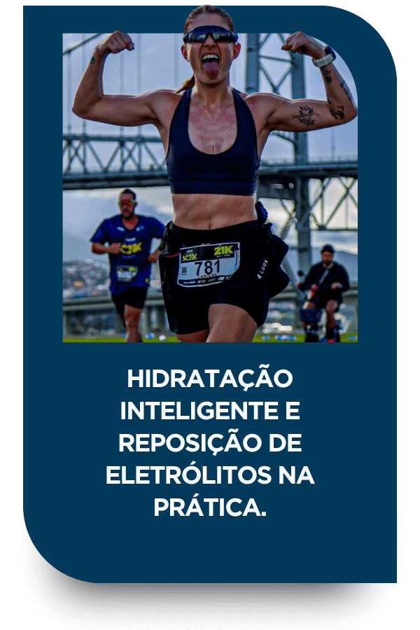 Card sobre hidratação inteligente e reposição de eletrólitos